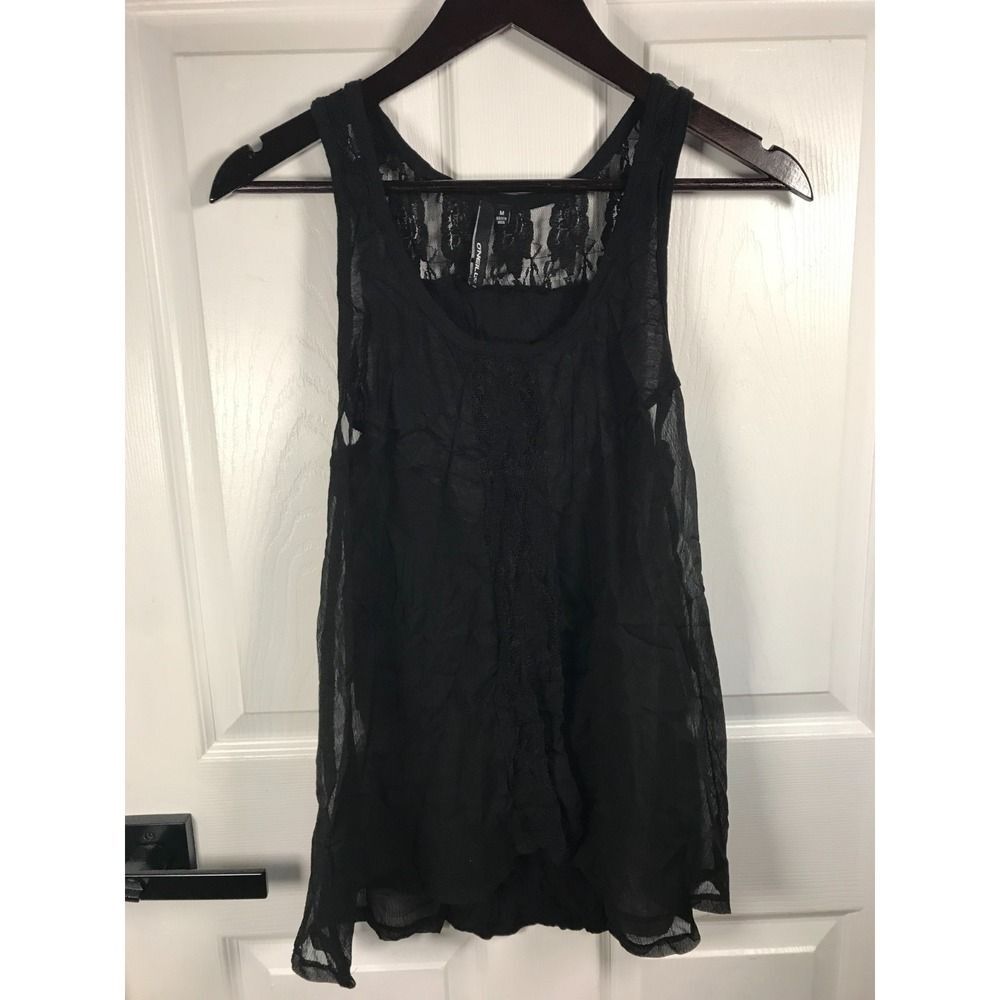 O’Neill Black Sheer Mesh Ruffle Tank Top • Y2K Skater Surfer Girl Aesthetic S M